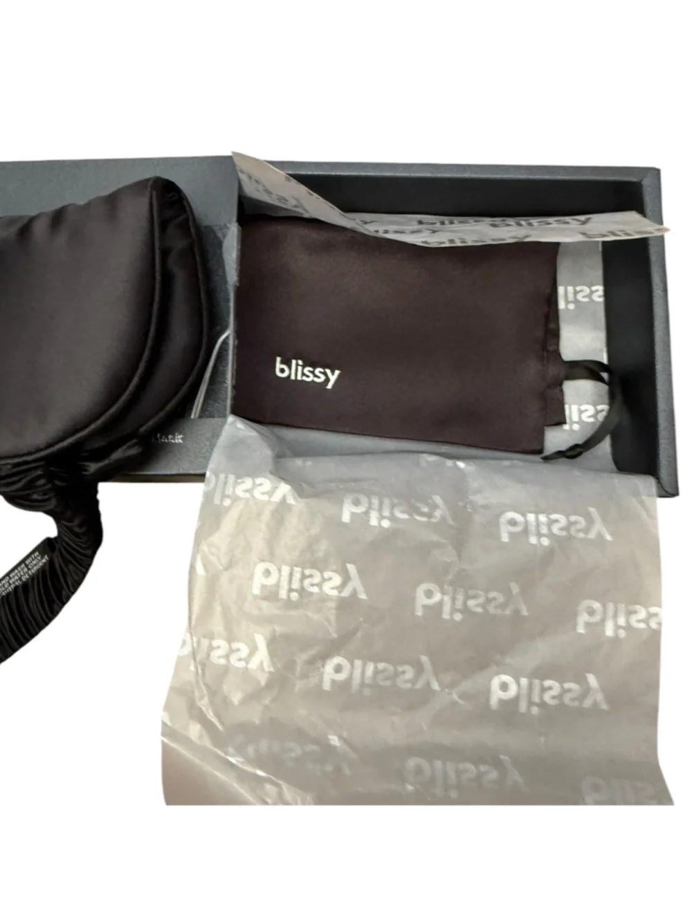 Blissy Black 100% Mulberry Silk Sleep Mask 22 Momme With Box